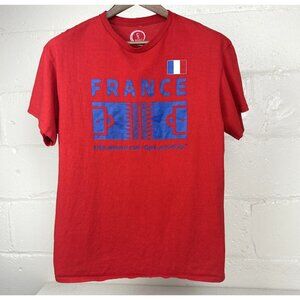 France FIFA World Cup Soccer 2022 Qaatar Shirt Mens Size Medium Red Blue Print